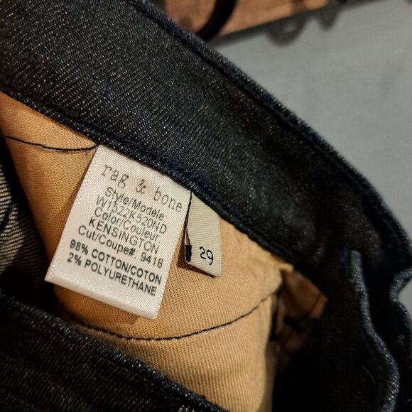 Rag & Bone Kensington Moto Skinny Jeans Pockets Zippers Women Size 29 Dark Wash - Picture 5 of 11